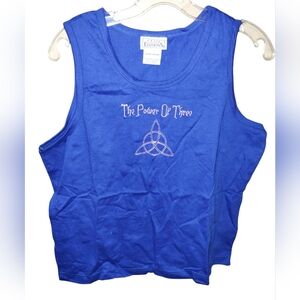 Vtg Y2k Triskelion The Power Of Three Tank L Blue Cotton Nwot
